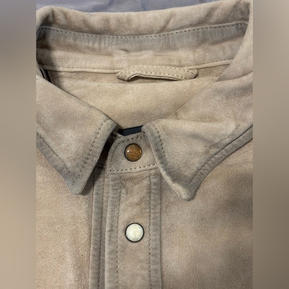 $698 NWT John Varvatos Suede Jacket 48 Tan Men's Lionell Leather Button Shirt - Picture 6 of 13